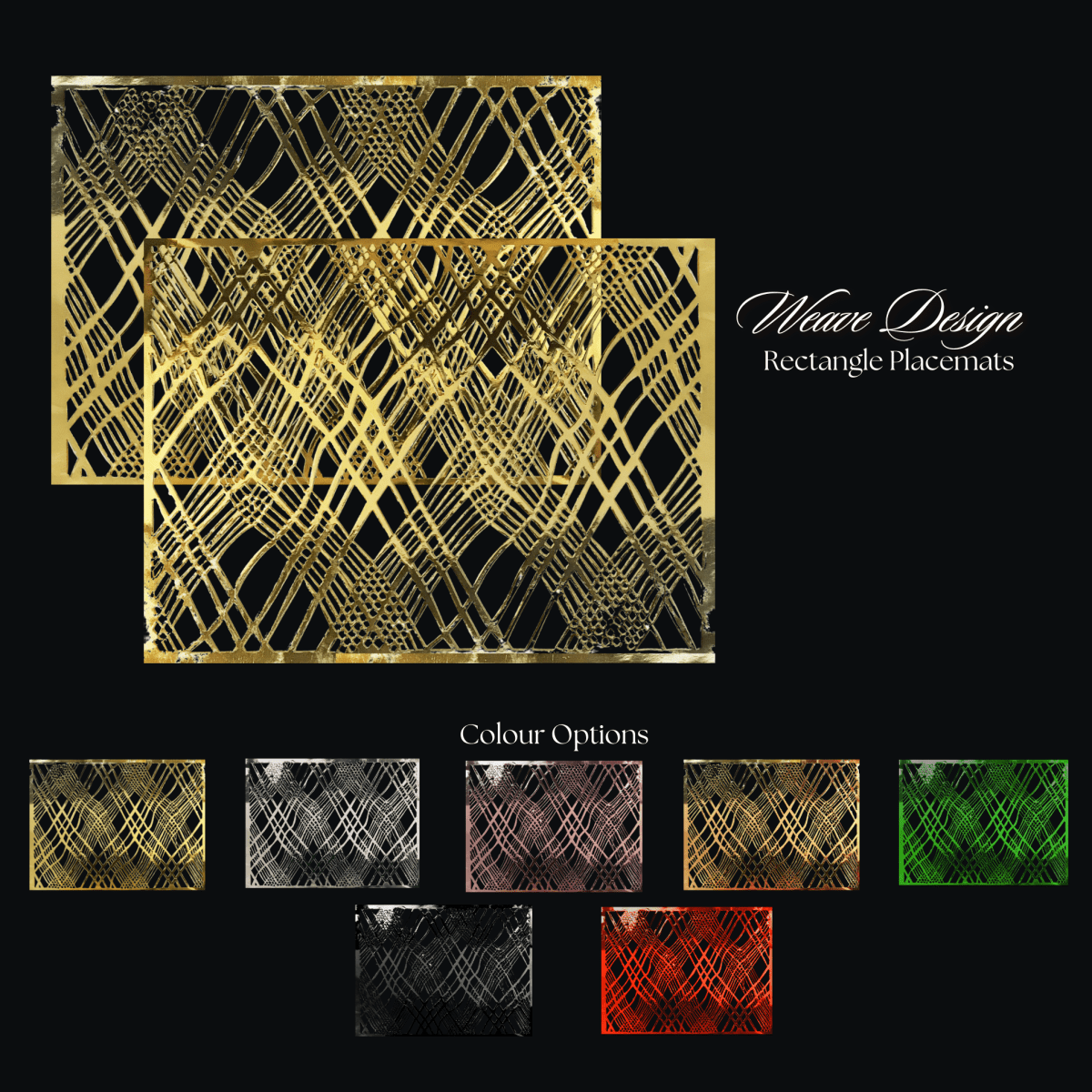 Gold Rectangular Placemats – Weave Design | Place Matters (Pack of 20) - Place Matters