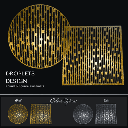 Droplets Design Placemats – Glitter Finish | Place Matters (Pack of 20) - Place Matters