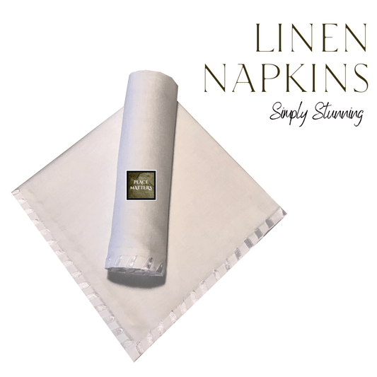 White Napkins Hand Stitched Edges 50cm Extra Large - Place Matters