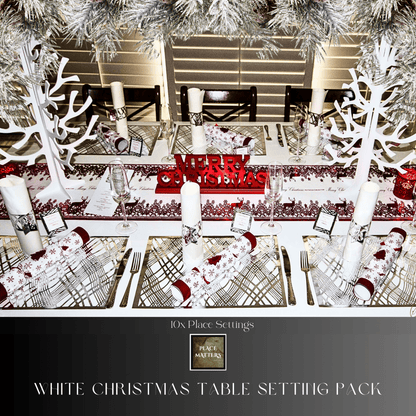 Silver Table Setting Pack — Includes Reindeer Christmas Runner - Place Matters