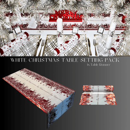 Silver Table Setting Pack — Includes Reindeer Christmas Runner - Place Matters