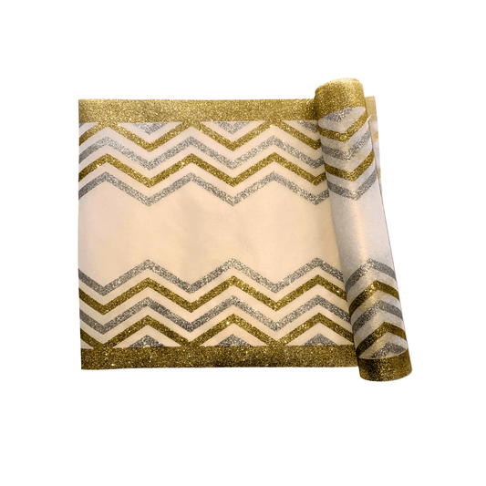 Chevron Glitter Table Runners - Gold & Silver Stripe - Place MattersTable Runners