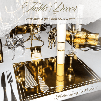 Christmas Placemats (Stripe Xmas Tree) Rectangle Gold - Place MattersChristmas Placemats