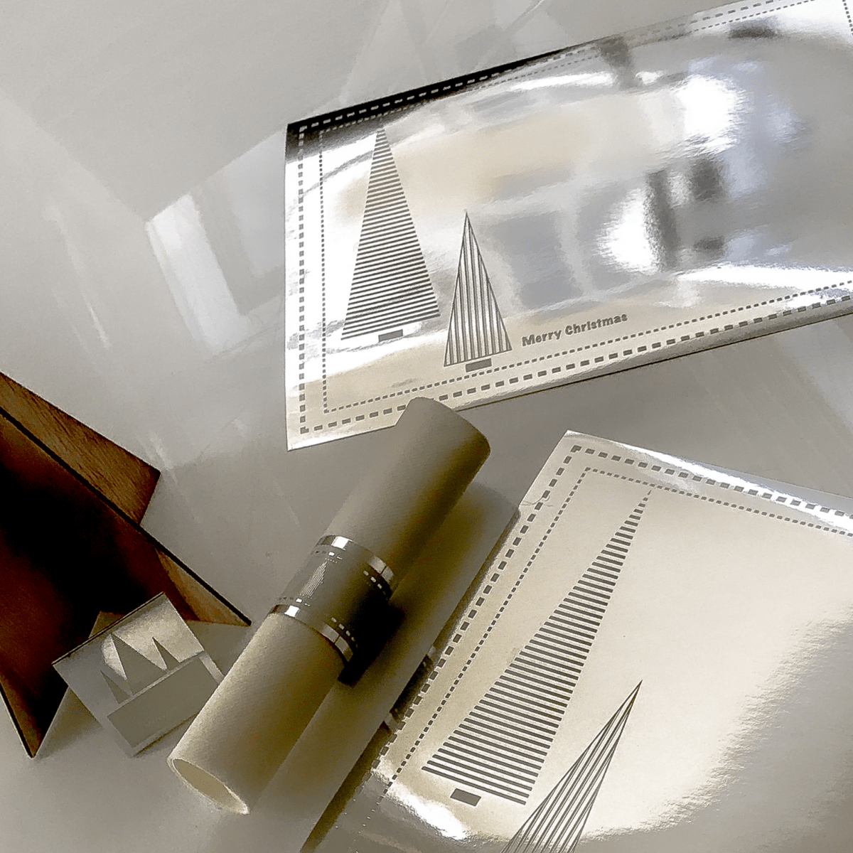 Christmas Placemats (Stripe Xmas Tree) Rectangle Silver - Place MattersChristmas Placemats