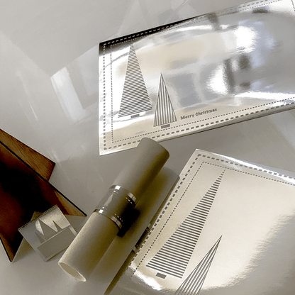 Christmas Placemats (Stripe Xmas Tree) Rectangle Silver - Place MattersChristmas Placemats