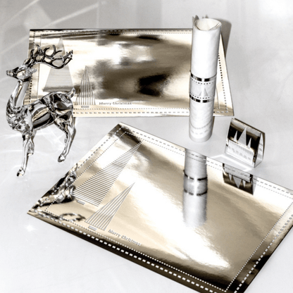 Christmas Placemats (Stripe Xmas Tree) Rectangle Silver - Place MattersChristmas Placemats