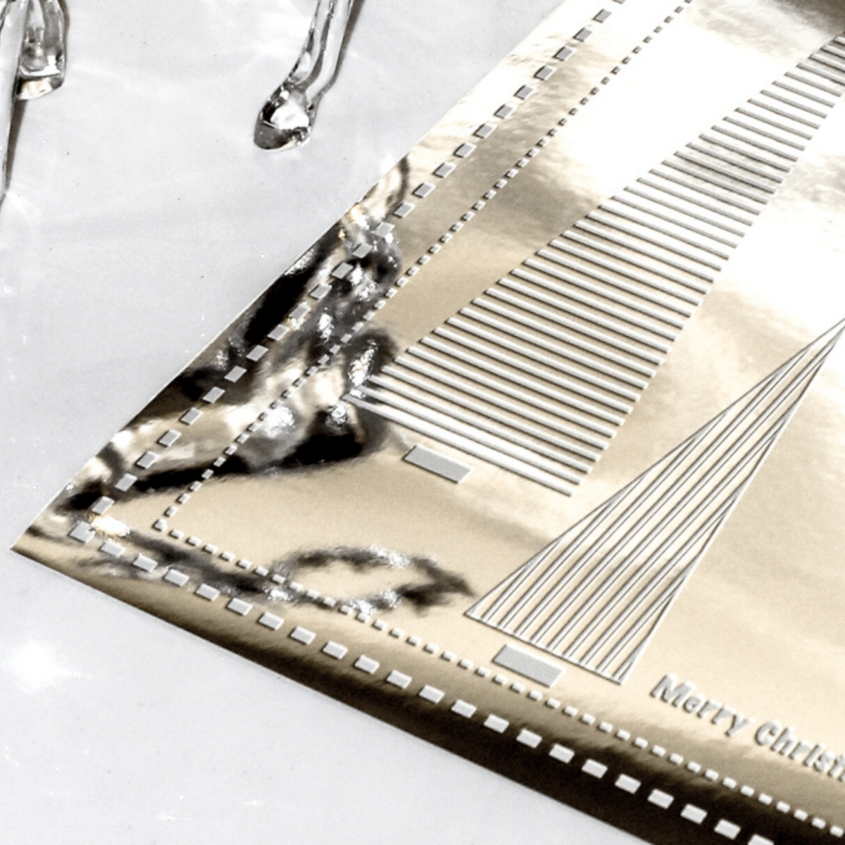 Christmas Placemats (Stripe Xmas Tree) Rectangle Silver - Place MattersChristmas Placemats