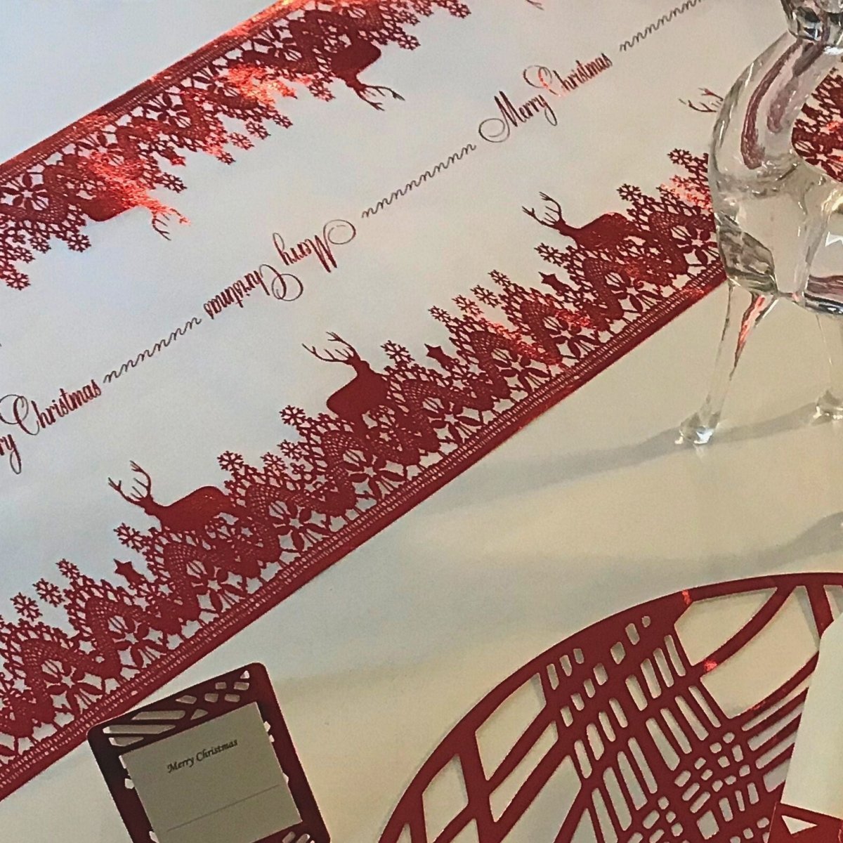 Christmas Red Table Runners (Reindeer Design) - Place MattersTable Runners