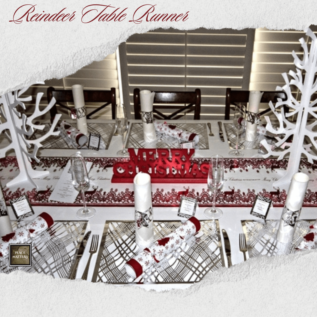 Christmas Red Table Runners (Reindeer Design) - Place MattersTable Runners