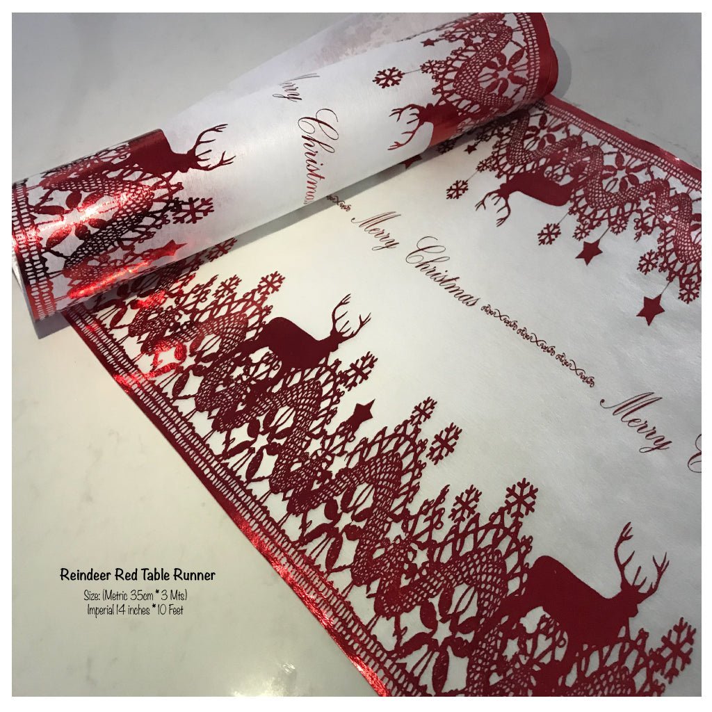 Christmas Red Table Runners (Reindeer Design) - Place MattersTable Runners