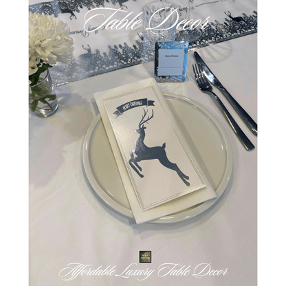 Christmas Silver Table Runners (Reindeer Design) - Place MattersTable Runners