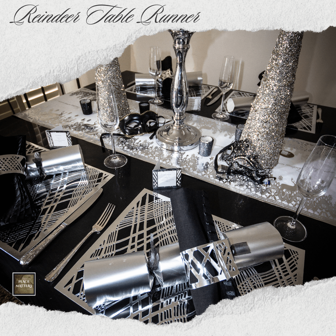 Christmas Silver Table Runners (Reindeer Design) - Place MattersTable Runners