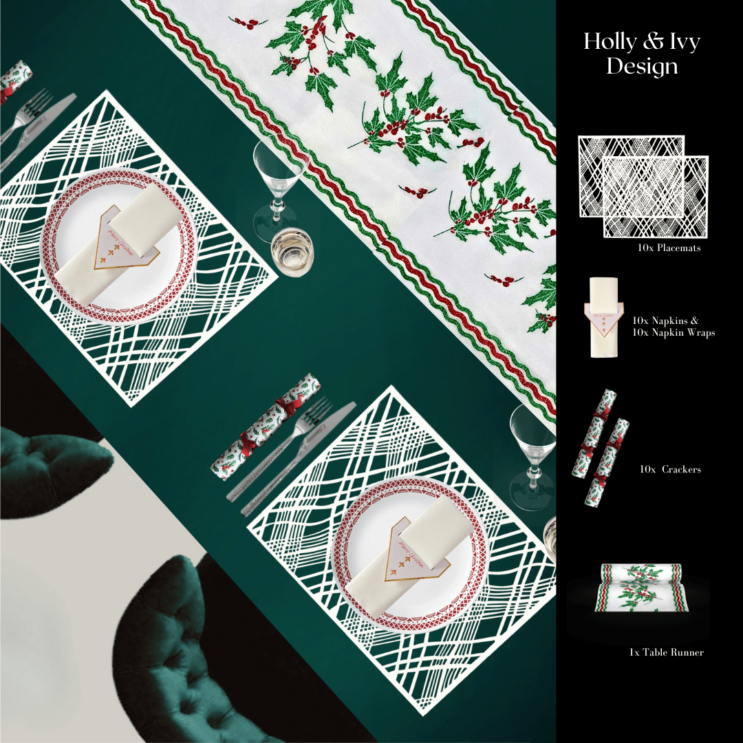 Christmas Table Setting Pack — Holly & Ivy Runner - Place MattersChristmas Table Setting Packs