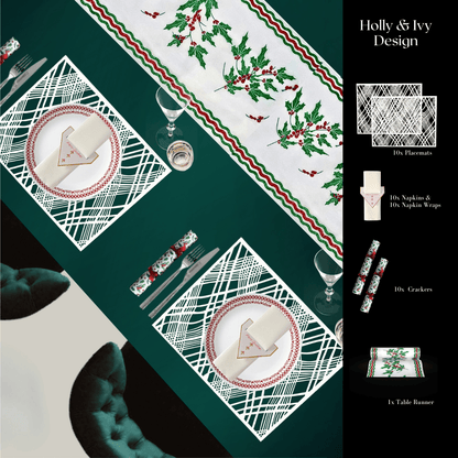 Christmas Table Setting Pack — Holly & Ivy Runner - Place MattersChristmas Table Setting Packs