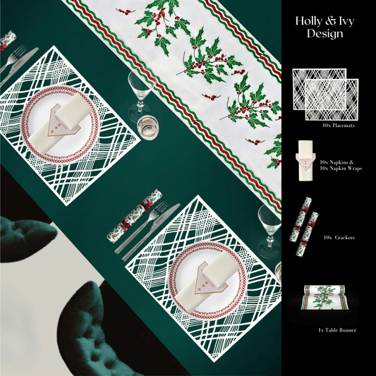 Christmas Table Setting Pack — Holly & Ivy Runner - Place MattersChristmas Table Setting Packs