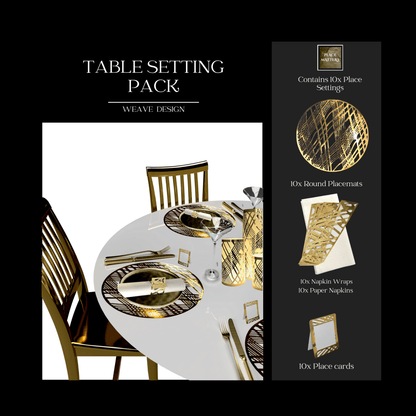 Gold Weave Round Table Setting Pack — 10 Guests - Place MattersTable Setting Packs
