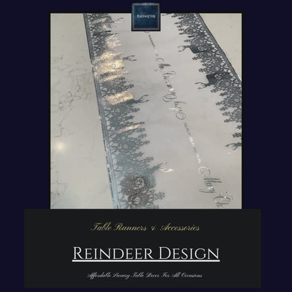 Christmas Silver Table Runners (Reindeer Design)