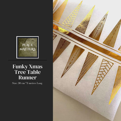 Christmas Table Runners (Silver Funky Xmas Tree Design)