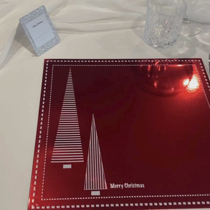 Red Christmas Placemats (Stripe Xmas Tree) Square