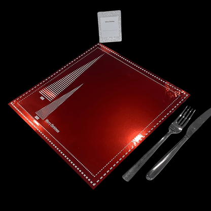 Red Table Setting Pack for 10 — Xmas Stripe Foil Red Square - Place MattersChristmas Table Setting Packs