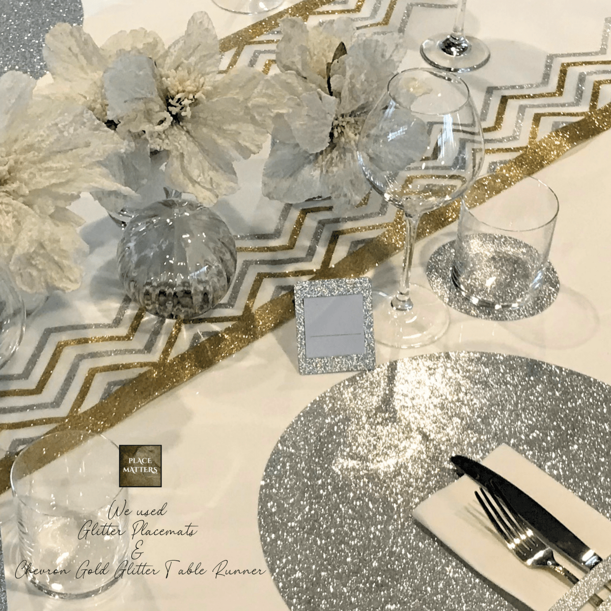 Silver Glitter Design Round Placemats – Pack of 20 | Place Matters - Place MattersPlacemats