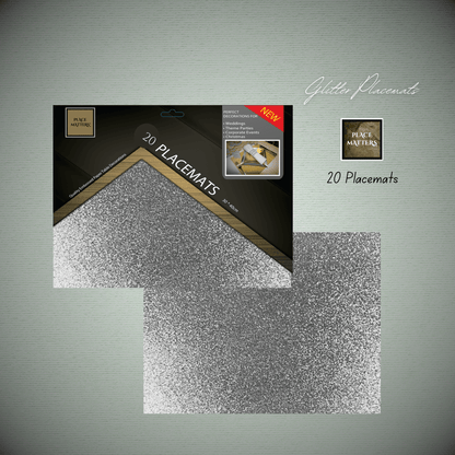 Silver Glitter Square Placemats – Pack of 20 | Place Matters - Place MattersPlacemats