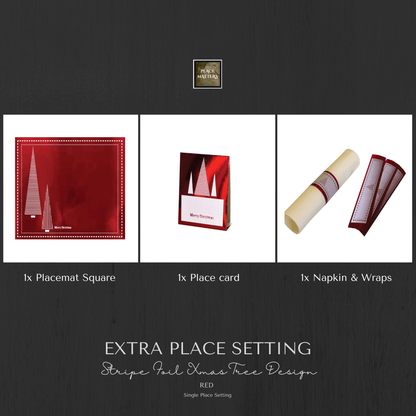 Single Place Setting (Stripe Foil Christmas Tree Design) - Place MattersSingle Place Setting (Christmas)
