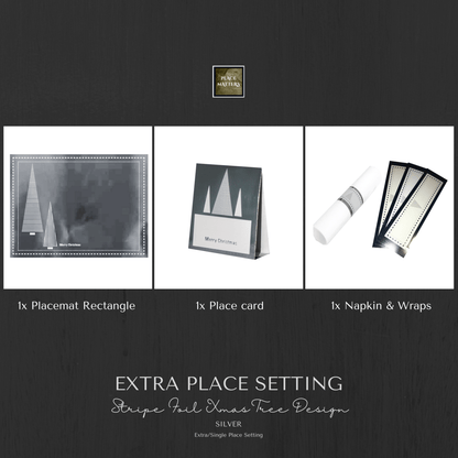 Single Place Setting (Stripe Foil Christmas Tree Design) - Place MattersSingle Place Setting (Christmas)