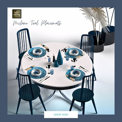 Teal Milano Design Placemats – Pack of 20 | Place Matters - Place Matters
