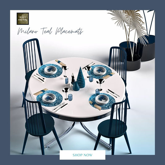 Teal Milano Design Placemats – Pack of 20 | Place Matters - Place Matters