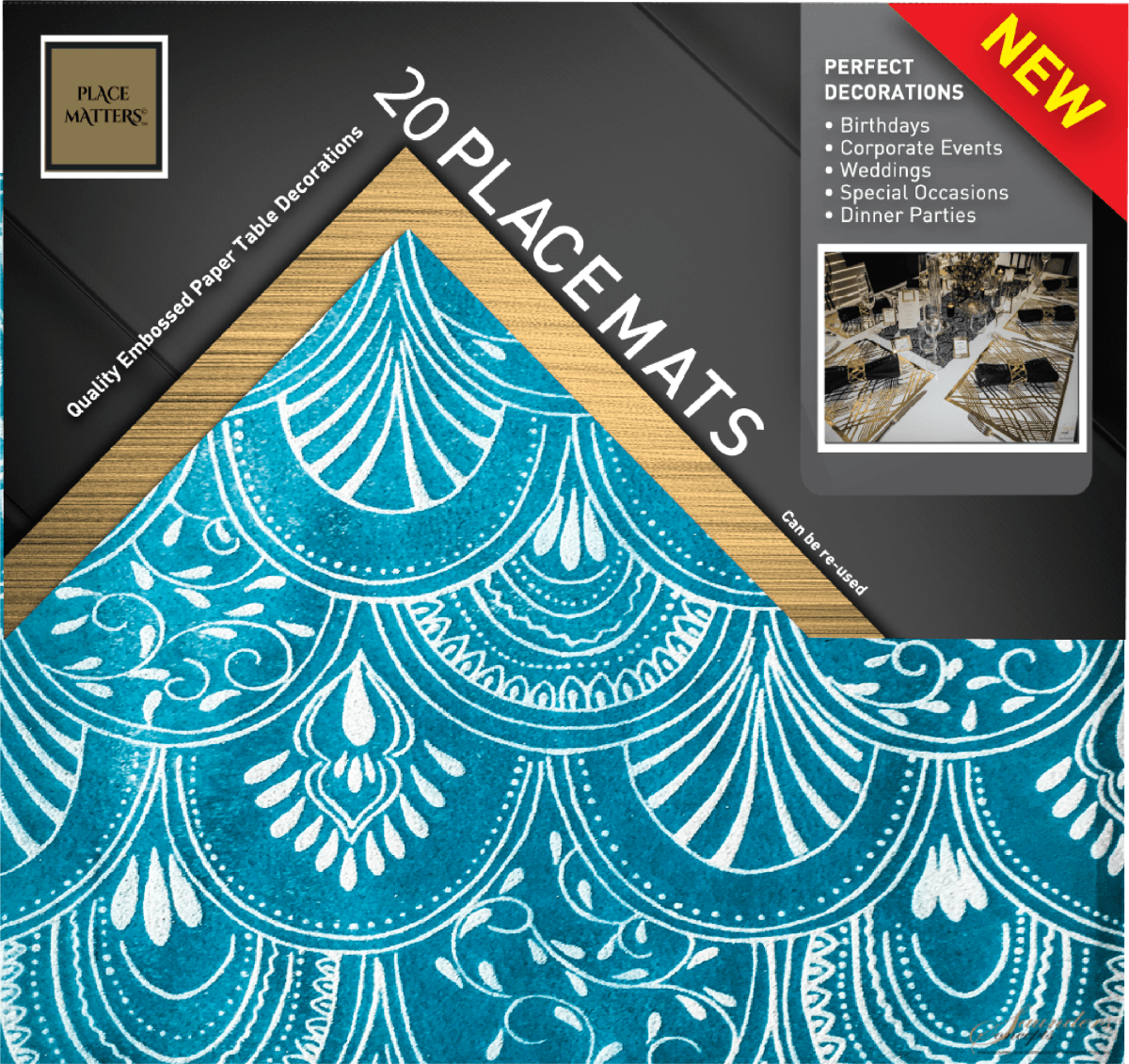 Teal Placemats (Milano)(Square) - Place Matters