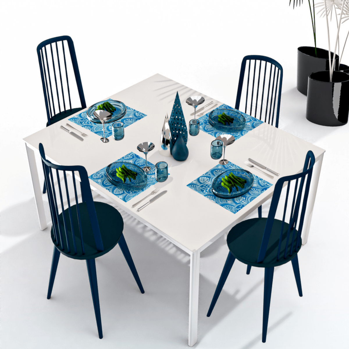 Teal Placemats (Milano)(Square) - Place Matters