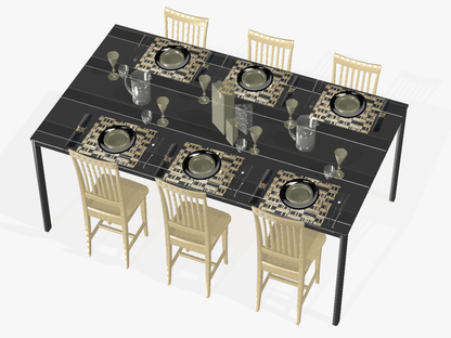 Black & Cream Napkin Wraps (Bricks Design) - Place Matters