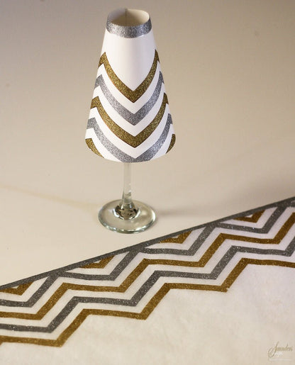 Chevron Wine Glass Lamp Shades (Pack of 6) - Place Matters