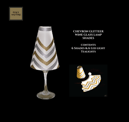 Chevron Wine Glass Lamp Shades (Pack of 6) - Place Matters