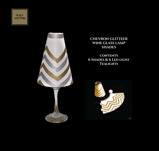 Chevron Wine Glass Lamp Shades (Pack of 6) - Place Matters