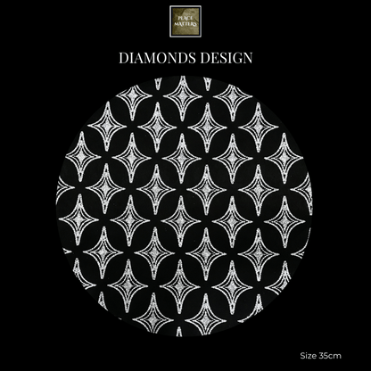 Diamonds Design Round Placemats – Black | Place Matters (Pack of 20) - Place Matters