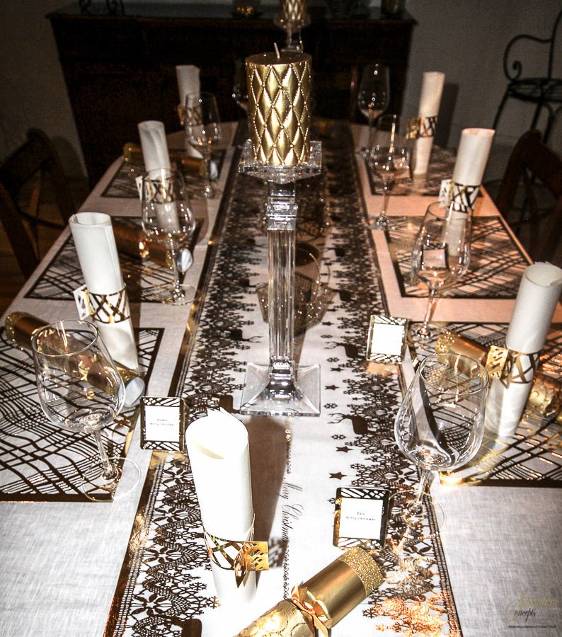 Christmas Gold Table Runners (Reindeer Design) - Place MattersTable Runners