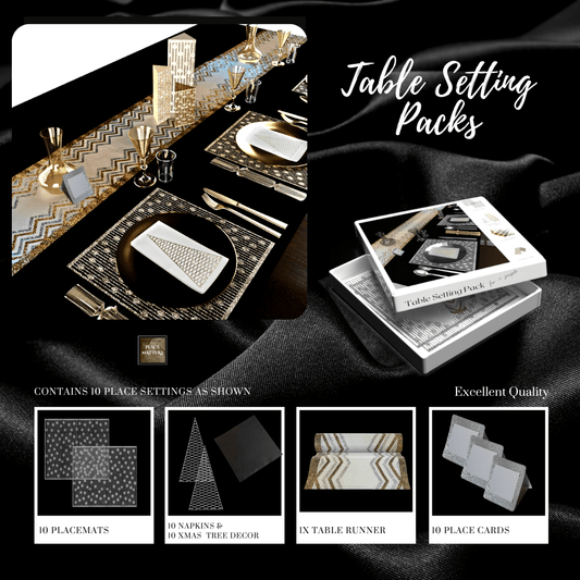 Silver Christmas Table Setting Pack — Droplets Square + Runner - Place Matters