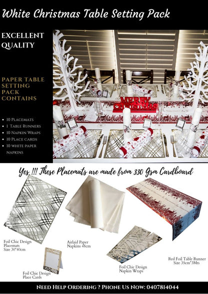 Silver Table Setting Pack — Includes Reindeer Christmas Runner - Place Matters