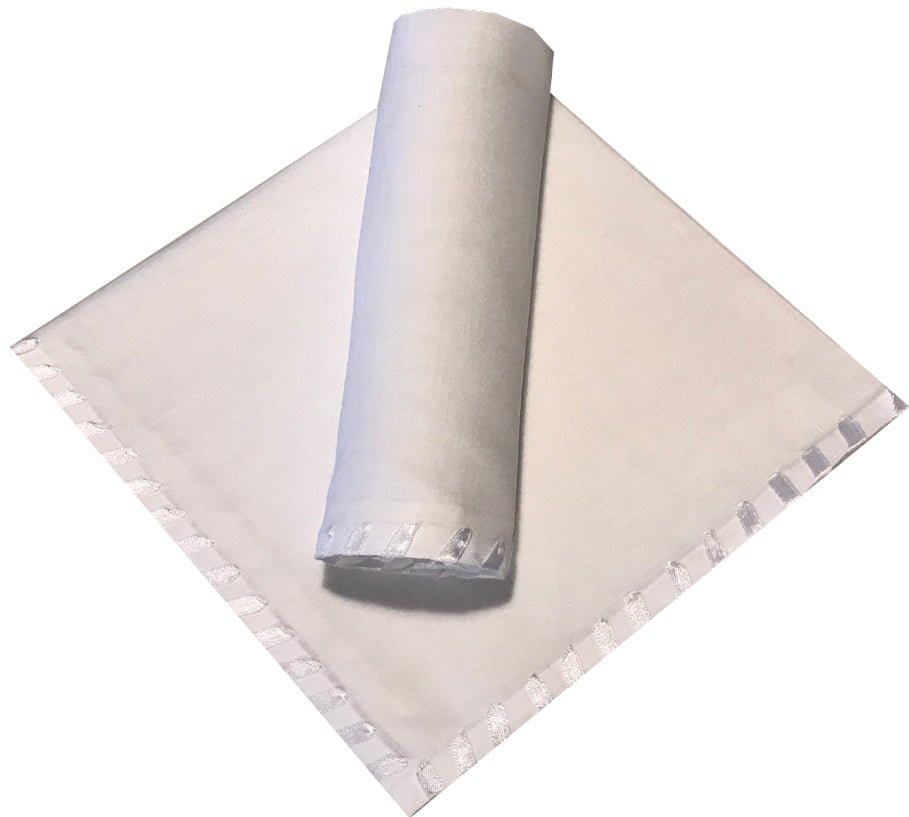 White Napkins Hand Stitched Edges 50cm Extra Large - Place Matters