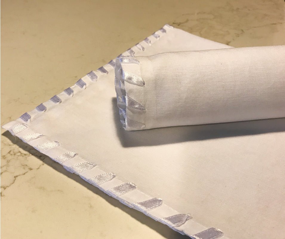 White Napkins Hand Stitched Edges 50cm Extra Large - Place Matters