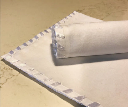 White Napkins Hand Stitched Edges 50cm Extra Large - Place Matters