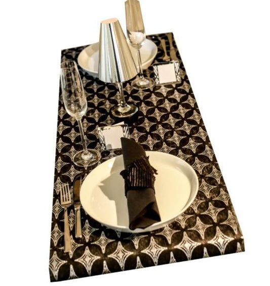 Black Table Runner - Diamonds Design - Place Matters